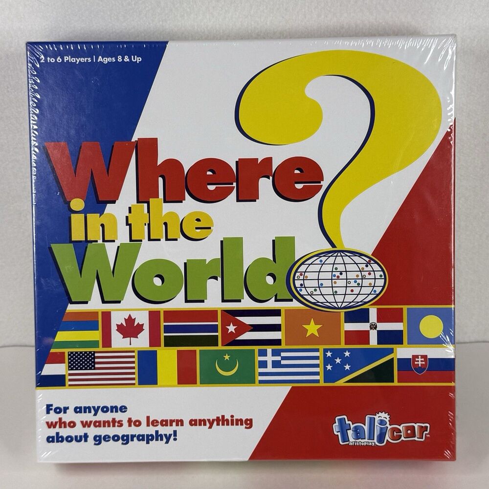 Talicor Aristoplay “Where In The World?” Board Game 2-6 Players Geography Fun